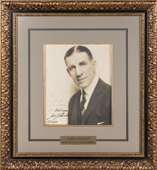 1930 James Corbett Signed & Inscribed Photo In 17x18 Framed Display (JSA)